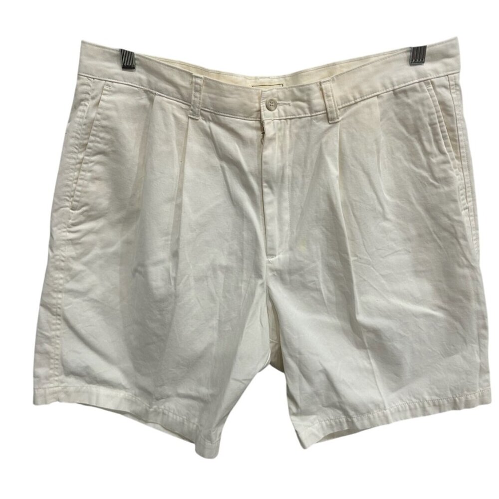Dockers Mens Relaxed Fit Pleated White Cotton Shorts Sz 38